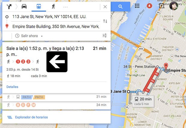 Como planificar recorridos en el metro de Nueva York con Google Maps