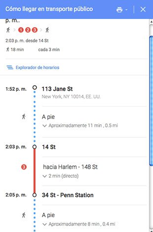 Como planificar recorridos en el metro de Nueva York con Google Maps