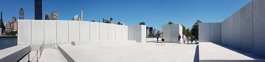 Panorámica del Monumento a Franklyn Delano Roosevelt en el Parque de las Cuatro Libertades en Roosevelt Island, Manhattan - Foto de Andrea Hoare Madrid