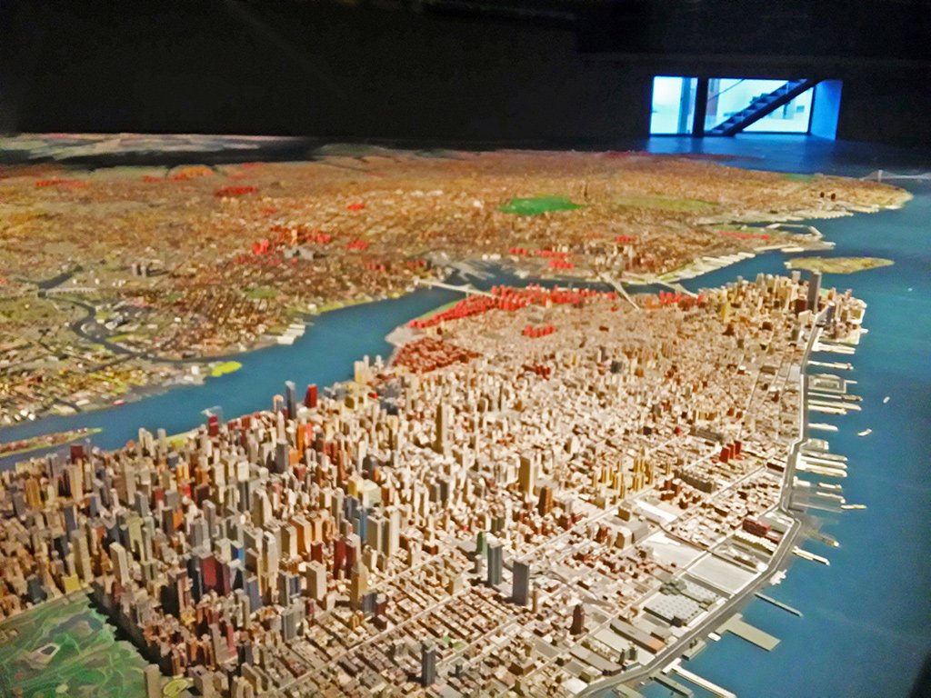Maqueta de Nueva York (panorama) realizada por el urbanista Moses. Atracción principal del Museo de Arte de Queens, foto de Andrea Hoare Madrid