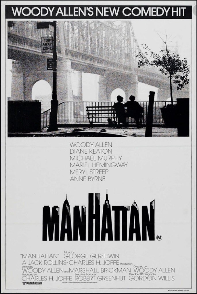 Poster de la película Manhattan de Woody Allen donde se ve la Riverview Terrace y el Puente de Queensboro. 