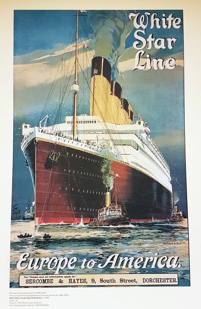 Afiche publicitario del Trasatlántico White Star Lines que viajaba entre Europa y América. Colección del Museo de SouthStreet Seaport. Foto de AHM
