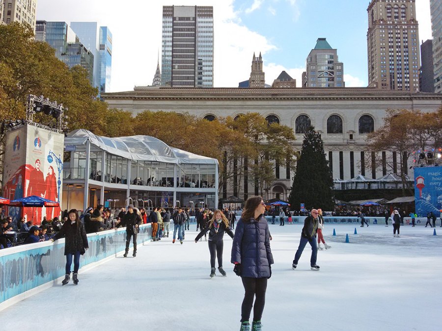 Citipond: pista de patinaje sobre hielo gratis de Bryant Park en Manhattan - Foto de Andrea Hoare Madrid