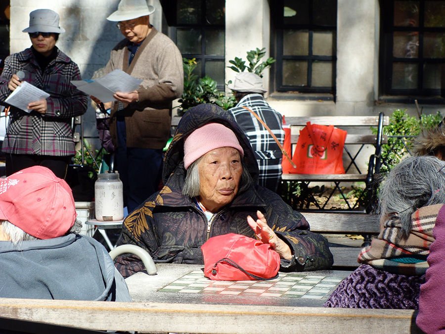 Grupo de señoras conversando en Columbus Park en el Chinatown de Manhattan - Foto de Andrea Hoare Madrid